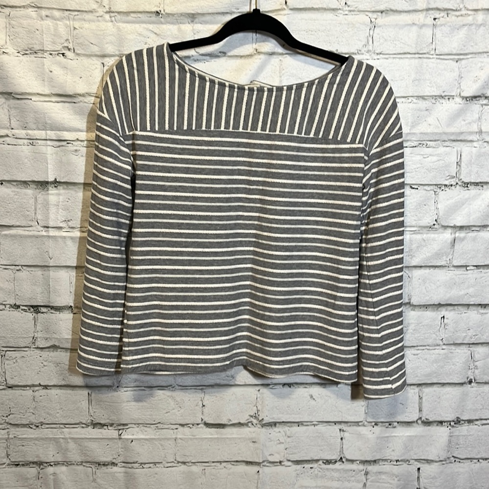 Navy and White Long Sleeved Striped Top